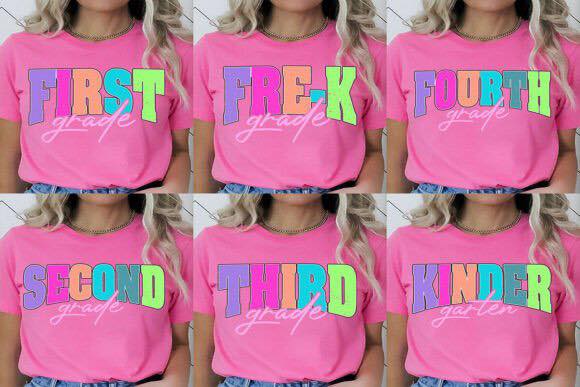 NEON girl Grades school shirts
