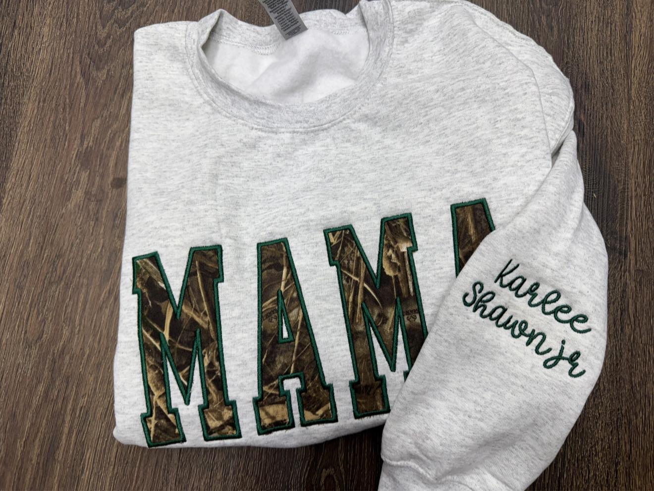 Mama Camo applique sweatshirt (embriodery)
