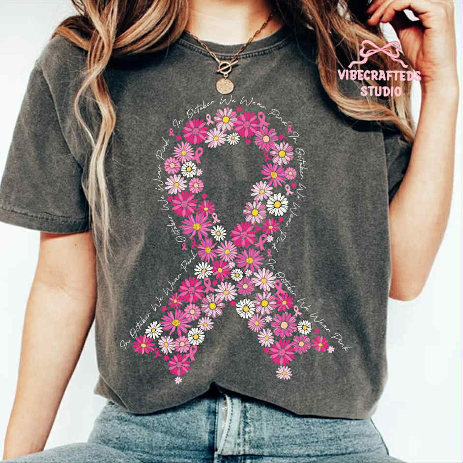 Breast cancer awarness flower ribbon
