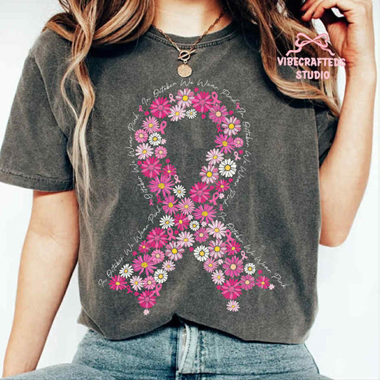 Breast cancer awarness flower ribbon