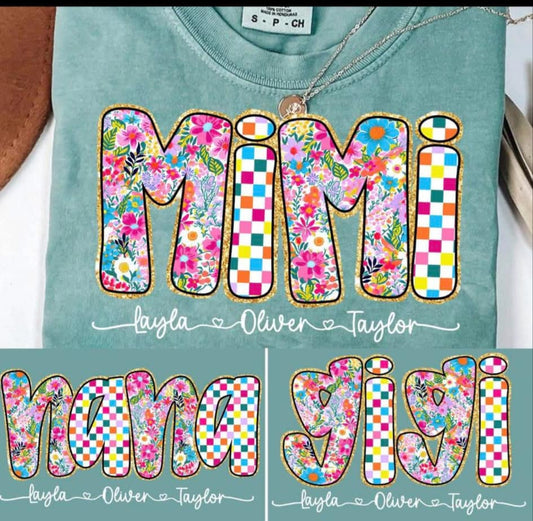 Mimi/nana/gigi CHECKERED FLORAL