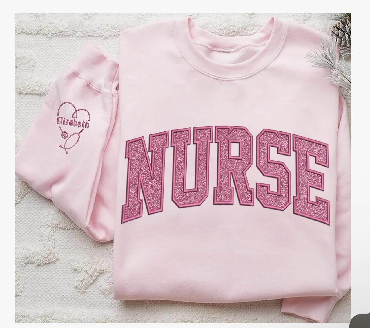 NUrse applique with name sleeve