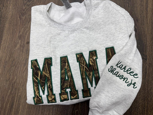 Mama Camo applique sweatshirt (embriodery)