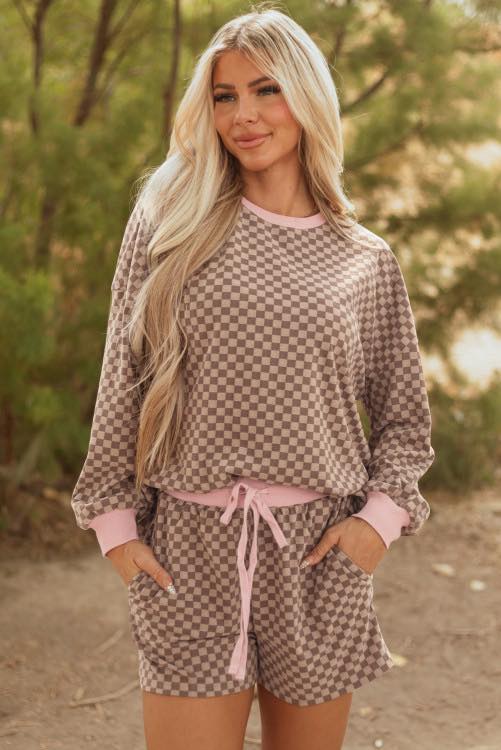 Checkered Brown/pink set