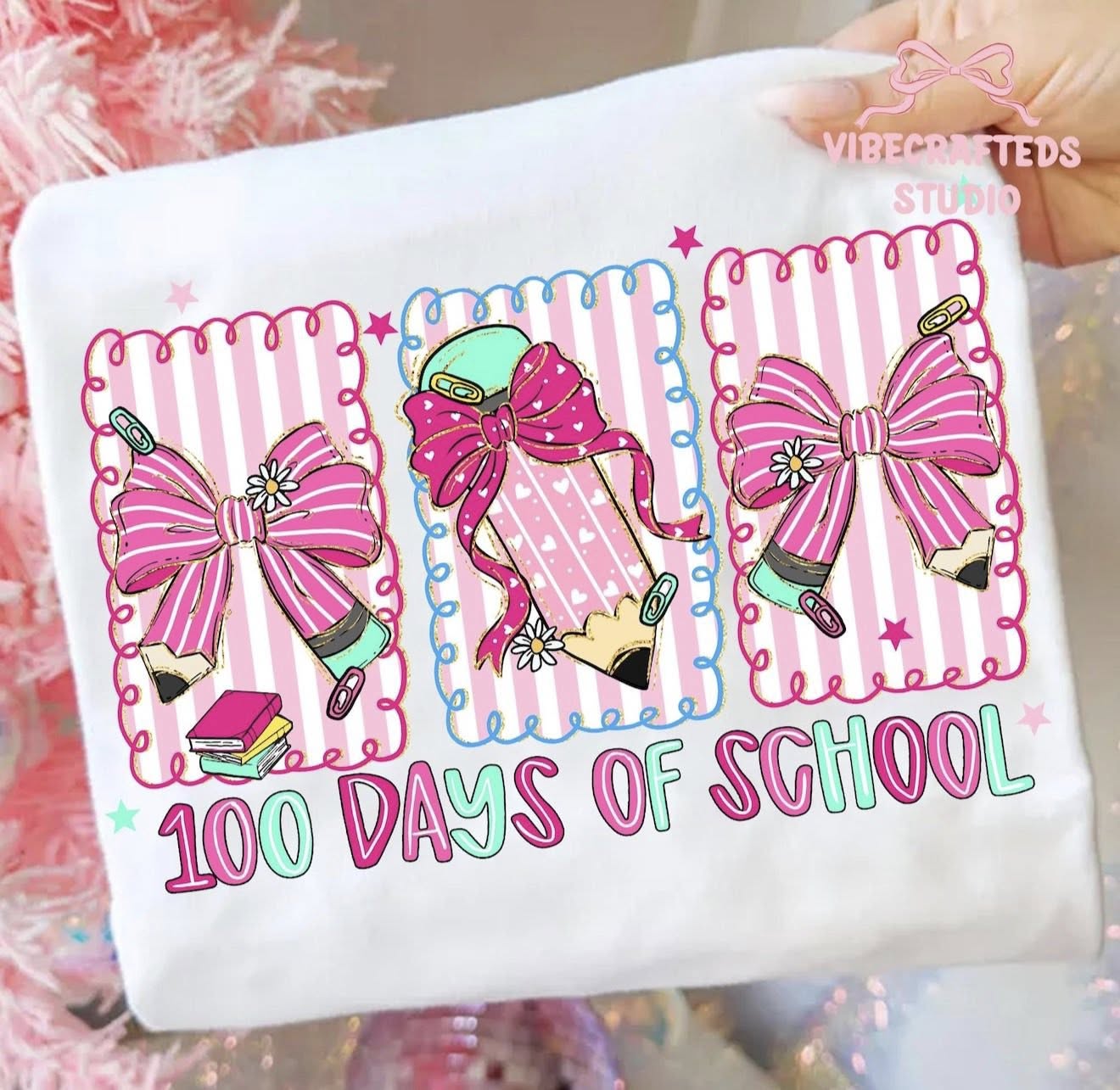 100 days of school pencil bow 460