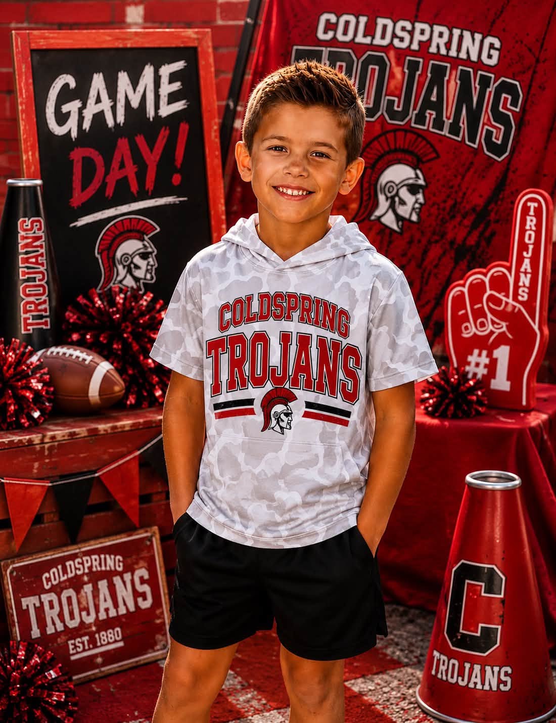 Coldspring trojans camo hoodie
