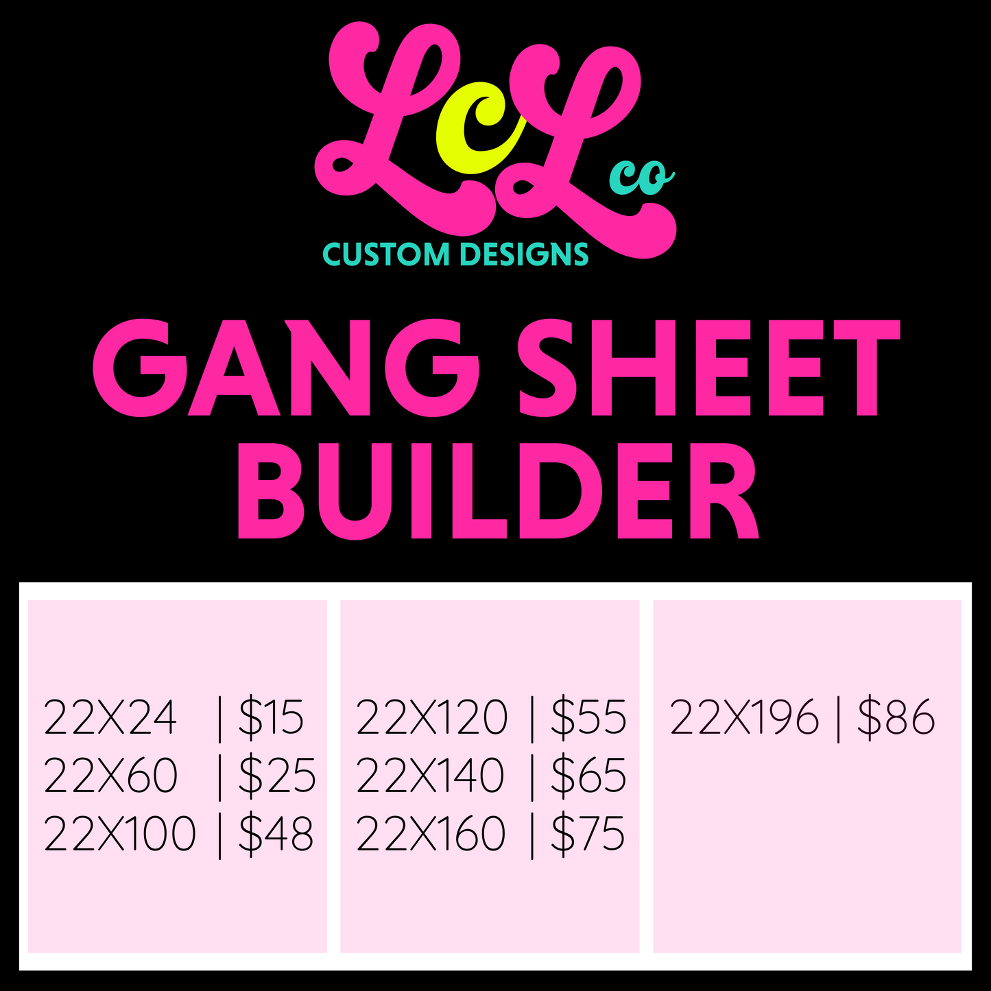 Gang Sheet Builder 22 Wide