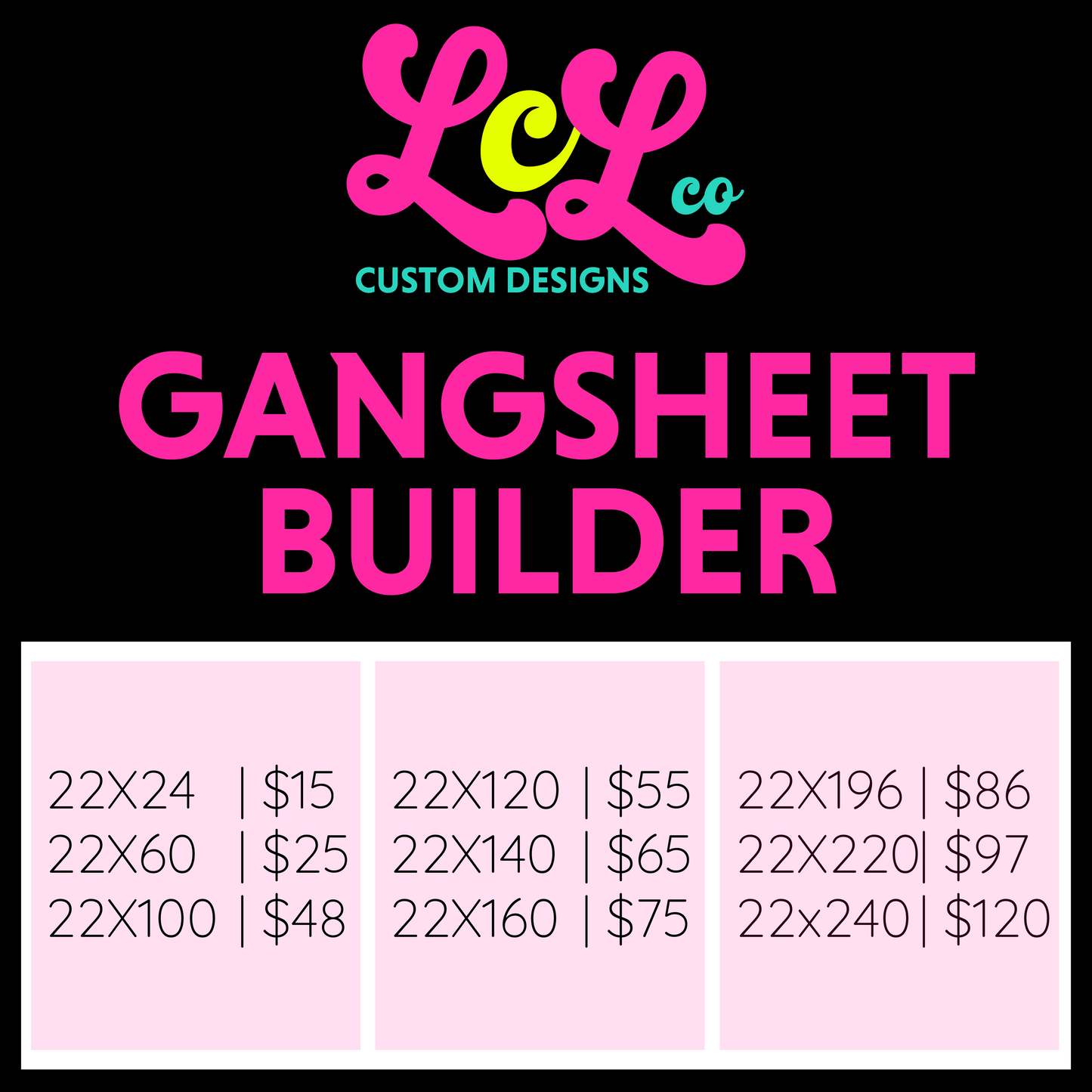 Gang Sheet Builder 22 Wide